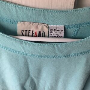 Stefano Light  Teal Blue Top Y2k Half Shirt  Size Large.